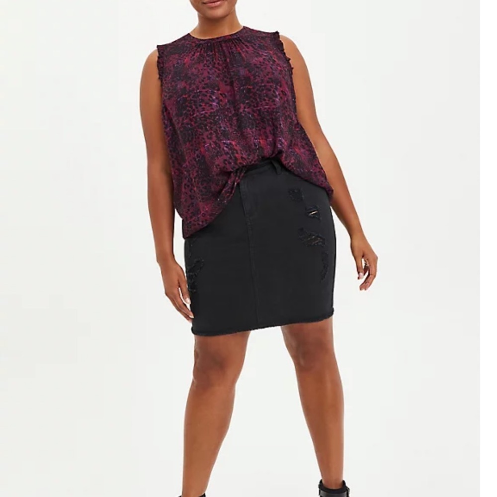 Challis Leopard Plaid Mock Neck Tank